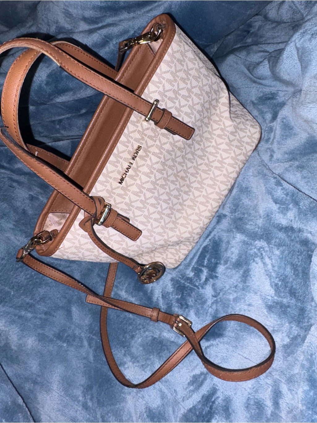 Michael Kors Beige & Brown Logo Crossbody Tote